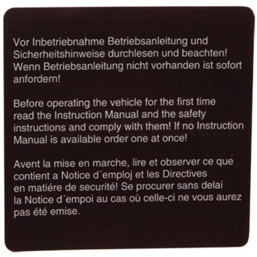 Autocollant mode d'emploi - brun -  Mercedes-Benz - Trac 1300, 1400, 1500, 1600, 1800 Mercedes Benz - 1